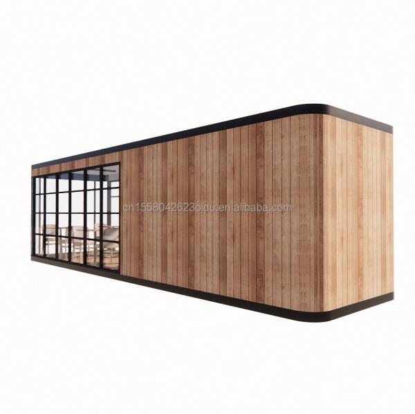 Hôtel et parc EU Container Bar à café Mobile Structure en acier en bois Maison solaire Bar extérieur