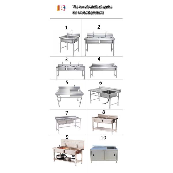 Restaurant Stainless Steel Catering Sink 304SS Commercial Double Sink
