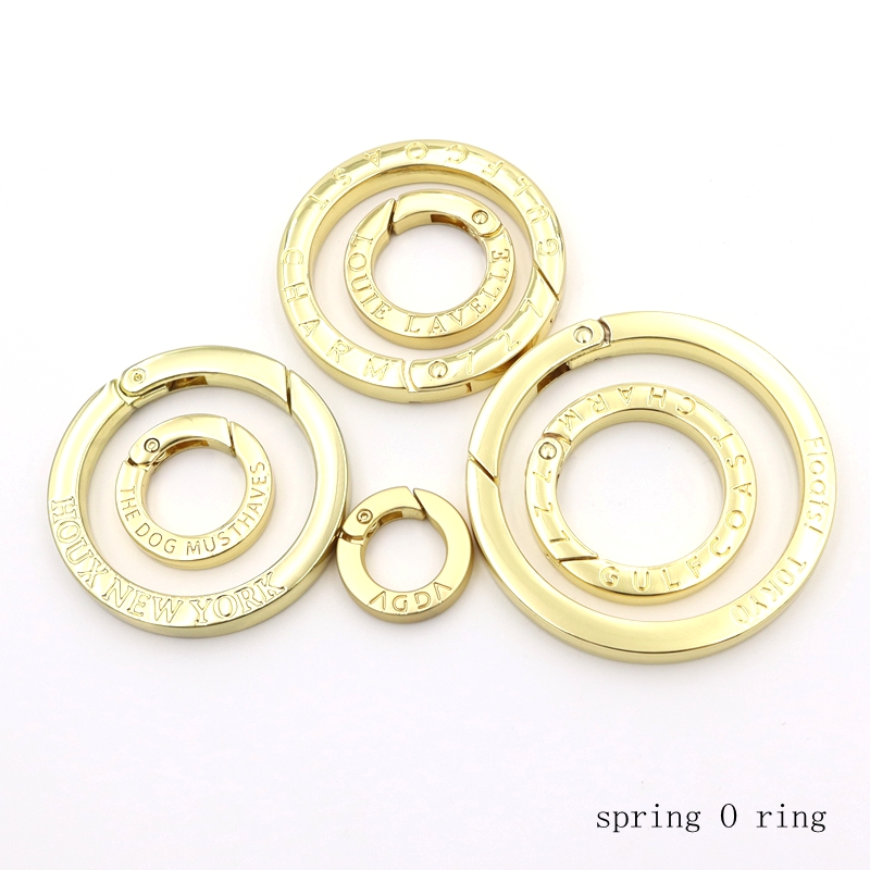 Custom Spring Ring Buckle Zinc Alloy Metal Open O Ring, OEM ODM Embossed Logo Spring O‑Ring, Custom Engraved Metal Snap Ring for Handbag Hardware Accessories