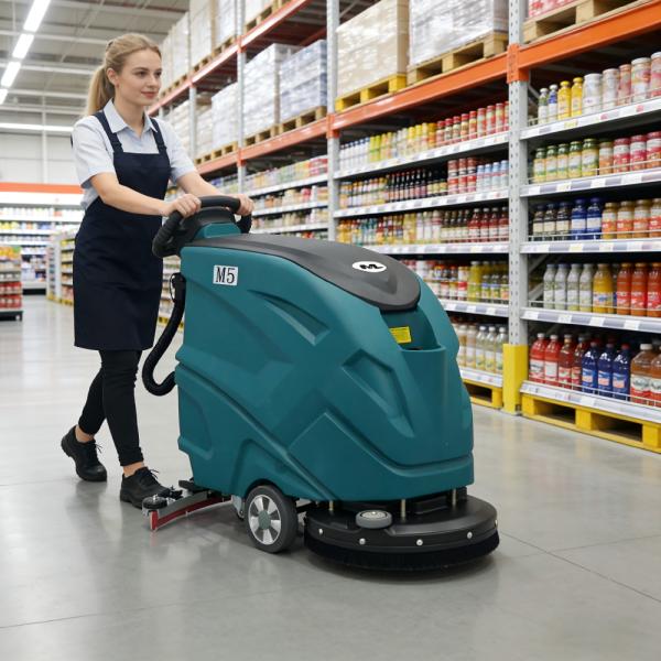 560mm Cleaning Width Walk Behind Floor Scrubber Machine 48L Tank 2000㎡/h 12V*2-83AH Battery