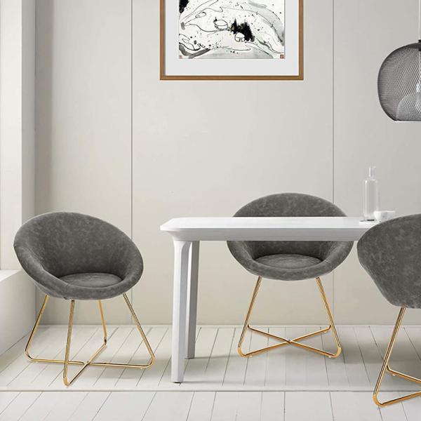 Antirust Gold Leg Leather Dining Armchairs Nordic Design Dining Chairs 150kg Capacity