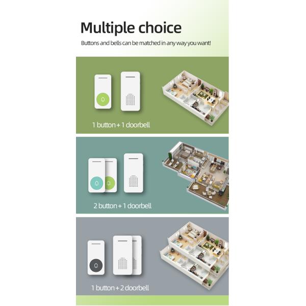 IPX4 водонепроницаемость 200 м Видео дверной звонок беспроводной длинной дальности 6 цветов