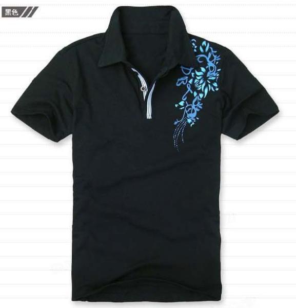 Screen Printing Mens Short Sleeve Polo Shirts , Casual Men's Polo Neck Shirts