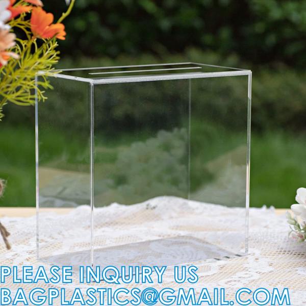 Clear Acrylic Card Box Case, Thick DIY Wedding Box Crystal Clear, Customized Size Logo, for Display Decoration