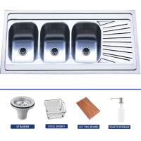 Lava-louças de cozinha com 3 furos de torneira