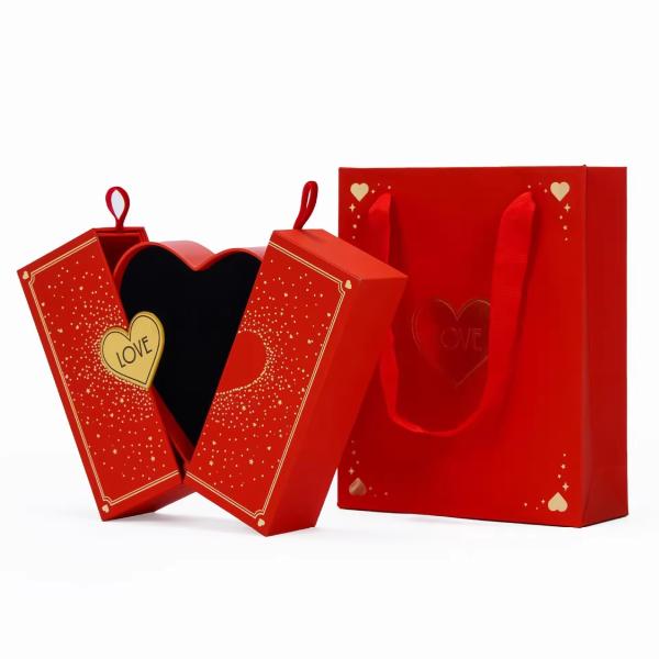 Carton à double porte magnétique Cartons de bijoux Kraft Emballage cadeau personnalisé