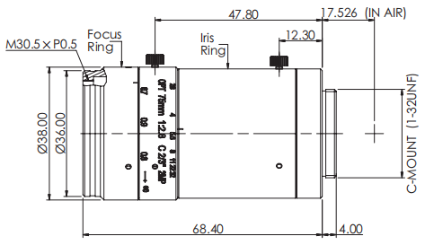 OPT 2MP 75mm исправил объективы WD 700-∞ 0.16kg F2.8~F32 фокусного расстояния