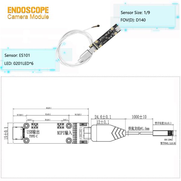Industrial Inspection Brigates ES101 Sensor USB Separated Endoscope Camera Module