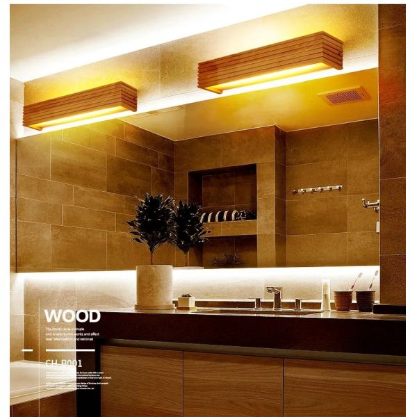 Bathroom Mirror Indoor Lighting Linear Solid Wood LED Wall Lamps (WH-VR-134)