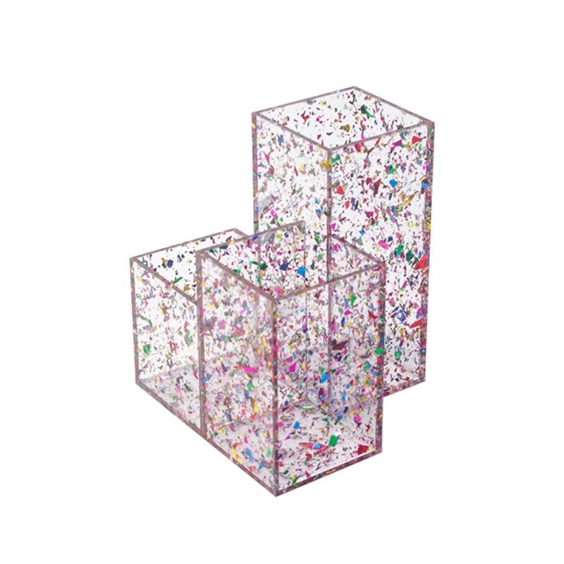 Wholesale Modern Acrylic Powder Pen Holder High Injection Rectangle Splicing Powder Plate Hot Bending Cutting