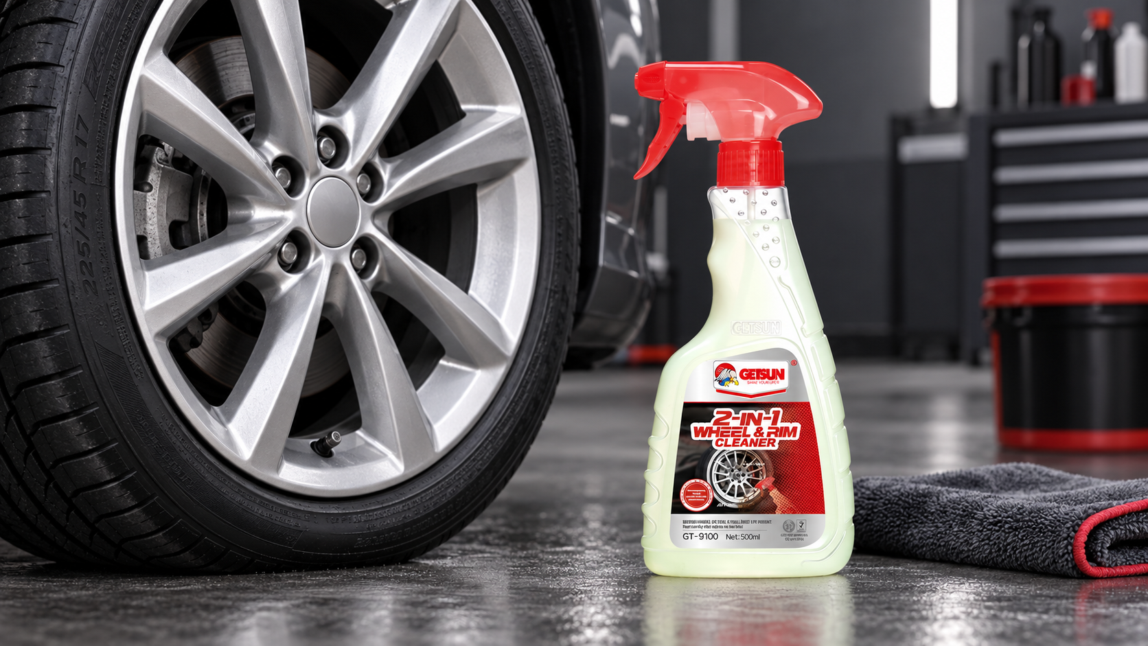 GETSUN GT-9100 2-in-1 Wheel & Rim Cleaner Spray 500ml