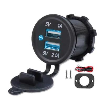 Waterproof 12V 24V Vehicle USB Charger Socket with Dual Power Outlets
