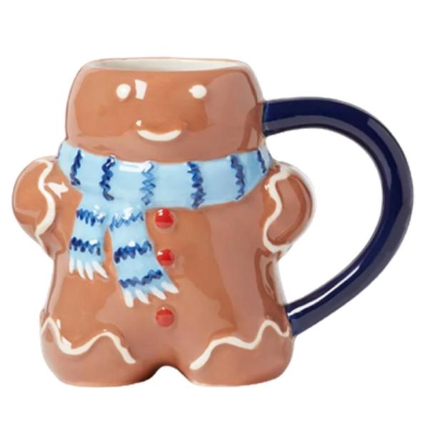 HANDGRIP 3D Cartoon 10OZ Cute Gifts Ceramic Gingerbread Man Coffee Mug for Christmas