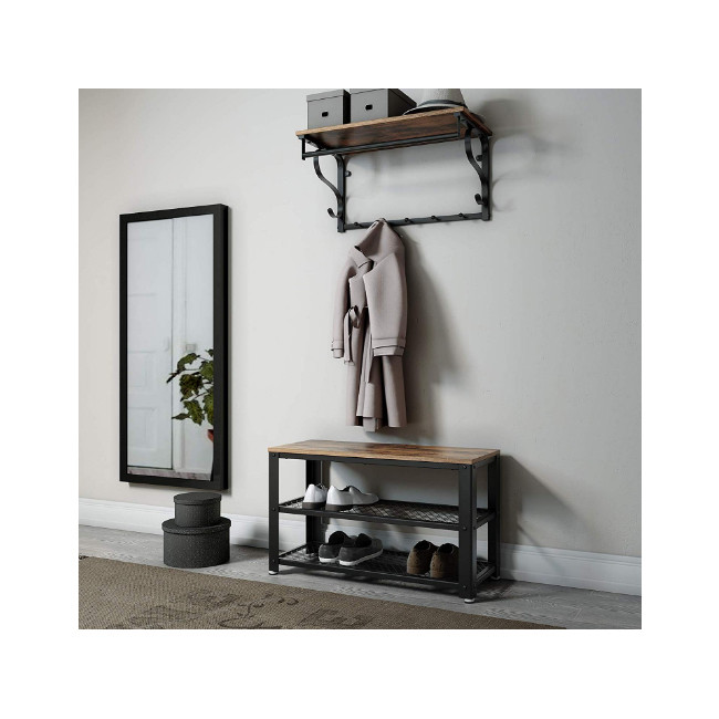 Mail Packing Shoe Storage Bench with White Finish and Wooden Shoe Rack