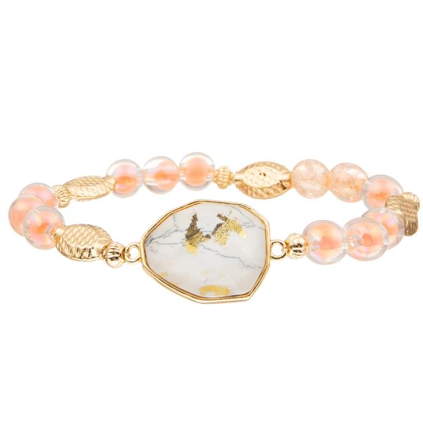 5 Colors Handmade Glass Beads Bracelets Set With Gold Plated Irregular Turquoise