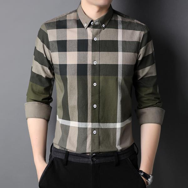 2023 Solid Grey Check мужская рубашка весной и осенью для мужских рубашек S-2XL