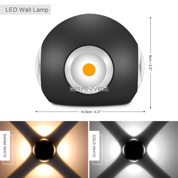 12W 95x95x80mm Round Ball LED Wall Light Waterproof Shine Four Sides