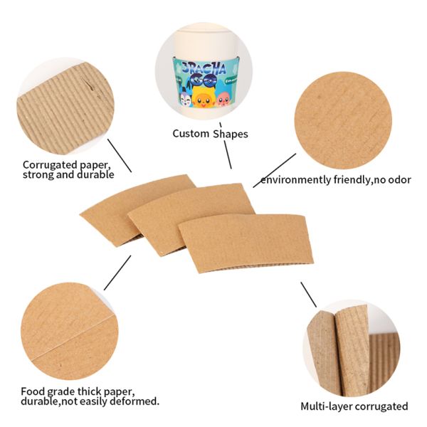 Full Color Printed Eco-Friendly Recycled Kraft Double Wall Corrugated Paper Cup Sleeves