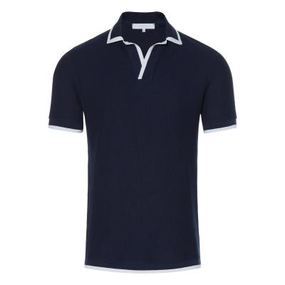 Dark Blue Mens Trendy T Shirts V Neck Collar Fabric Weight 180 Grams Customized Logo