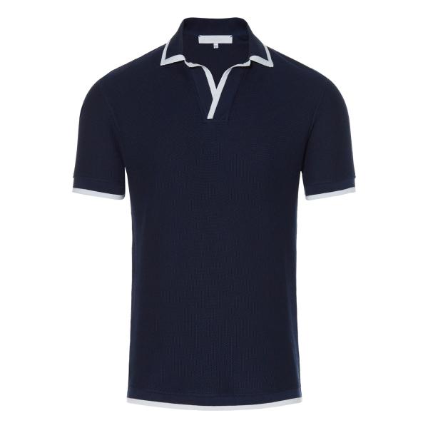 Dark Blue Mens Trendy T Shirts V Neck Collar Fabric Weight 180 Grams Customized Logo