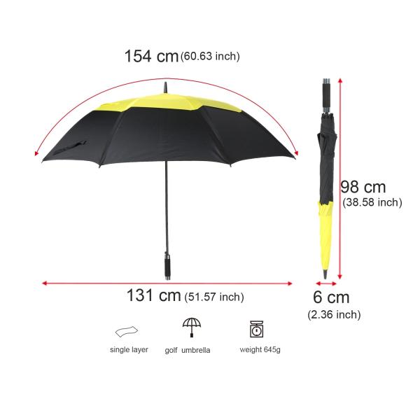 60 Inch Black Yellow Fiberglass Automatic Folding Umbrella With Wind Vents  Large Umbrella Windproof Double Canopy