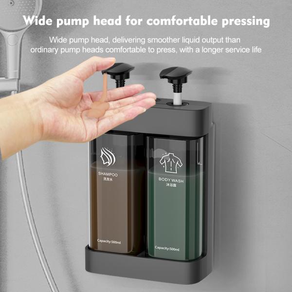 ABS Material Wall Mounted Double Soap Dispenser with Waterproofing and Customized Logo for Eco-Friendly Use in Hotels and Bathrooms