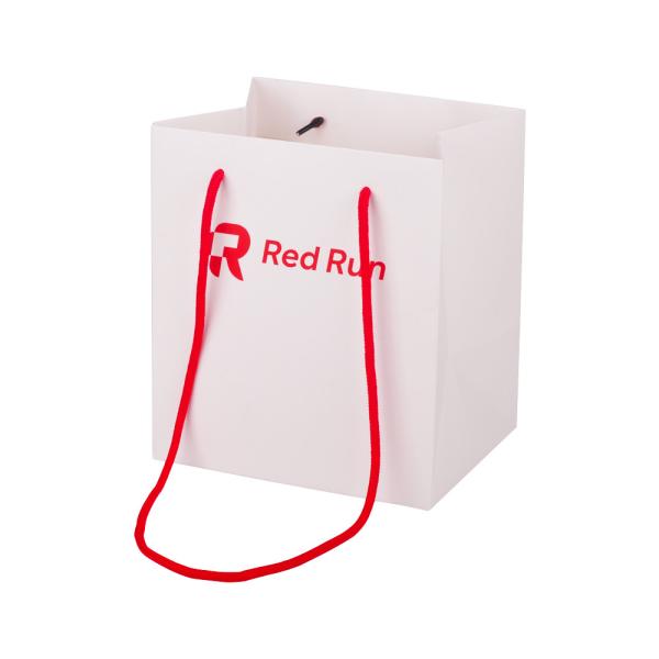 Квадратный нижний белый бумажный мешок подарок цветочная упаковка хлопчатобумажная веревка ручка