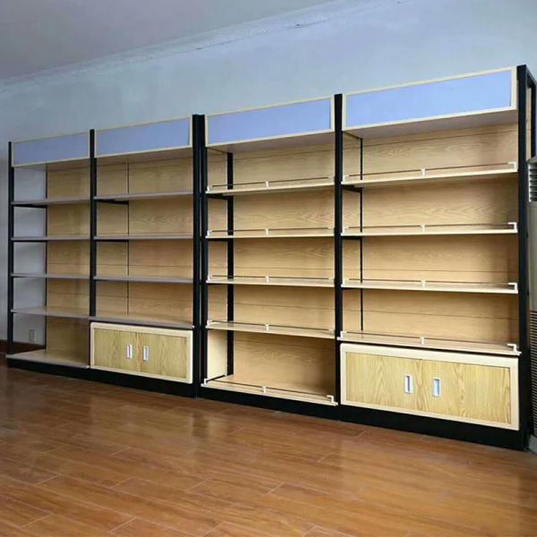 Wood Grain Gour - Column Supermarket Shelves Good Price Beautiful Supermarket Rack Store Shelf for Sale Light Duty