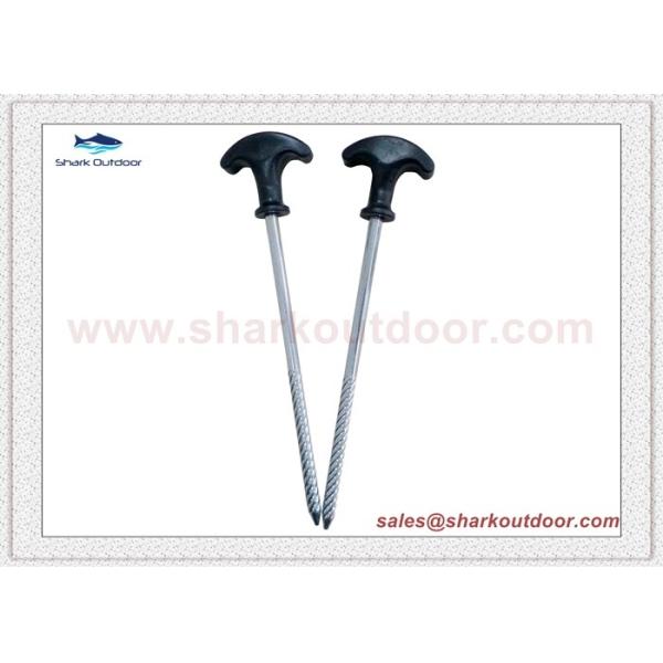 Heavy duty galvanized steel screw tent peg stake with plastic head for outdoor camping