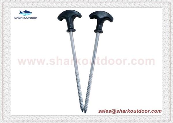 Heavy duty galvanized steel screw tent peg stake with plastic head for outdoor camping