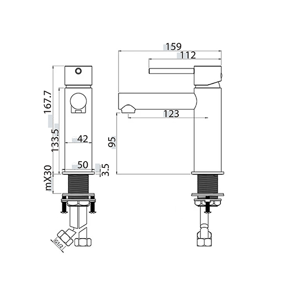 Chrome Basin Mixer Faucet 167.7mm Hot And Cold Basin Tap Orin OR9081YC