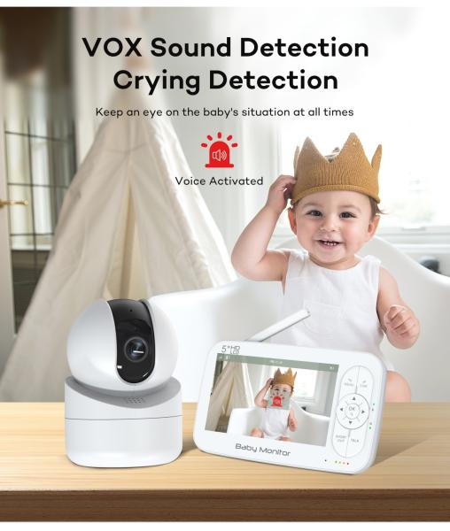 5V 2A HD Baby Monitor with Night Vision and Two-Way Audio