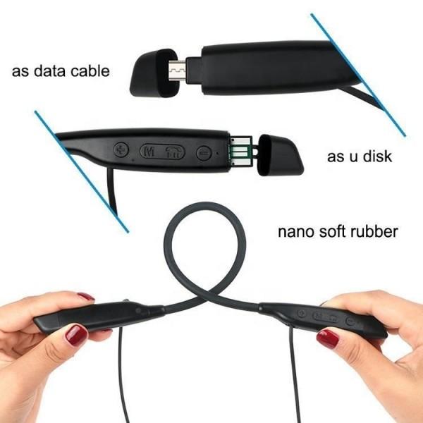 Sport music Bluetooth Headphones Retractable Foldable Neckband Wireless Headset with TF card