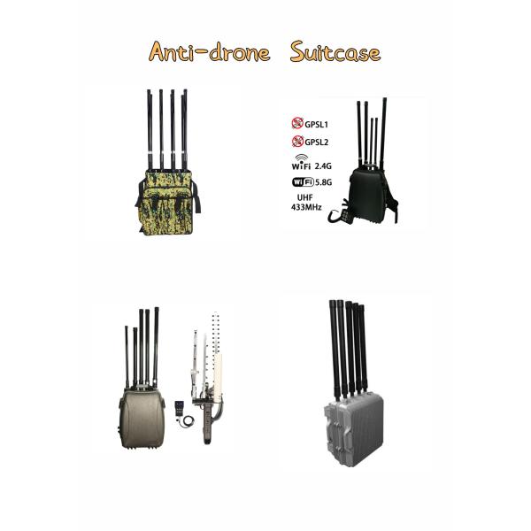 Portable Macpack Anti Drone Systems 8 Bands 320W 2.4G 5.8G 1.5G 900M 5.2G Military RF Jammer UAV Defense System