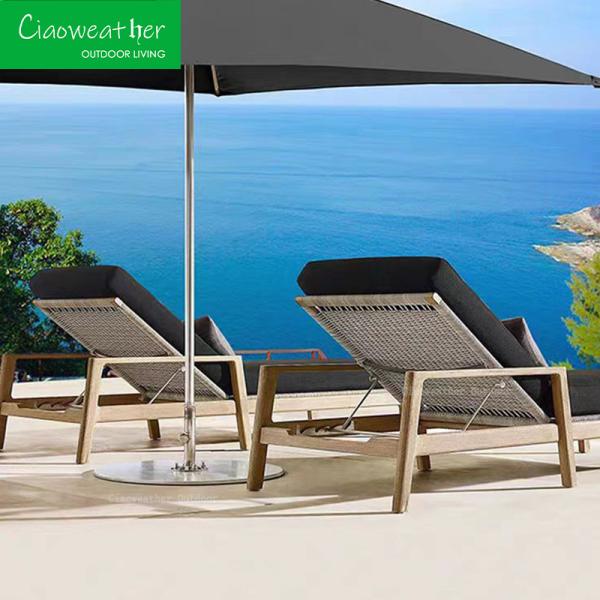 Outdoor Pool Teak Sun Lounge Chair Modern Design for Hotel Restaurant Banquet Home and Coffee
