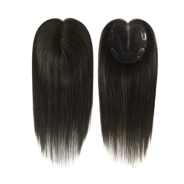 100% Remy Hair human Hair Brazilian 12 inch hair double lace in middle with wefts back for hair topper for women