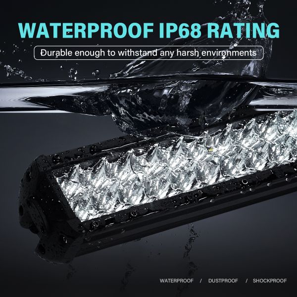 Ultra Bright 12V Amber LED Light Bars 10-52 Inches Waterproof for Off Road Truck UTV