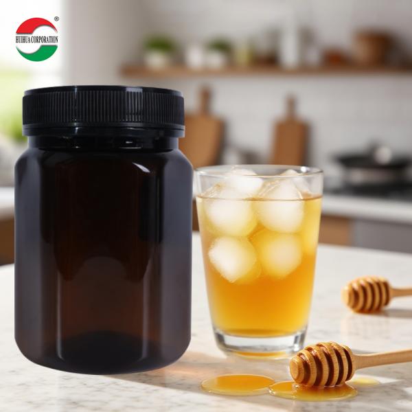 Bouteille en plastique PET étanche en noir sur mesure pour les aliments, scellée avec un joint en aluminium pour les fruits secs, collations, chocolat et miel