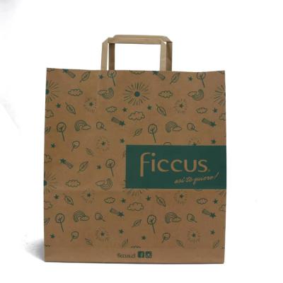 Takeaway Food Brown Flat Handle Paper Bags Garment Kraft Paper Packaging Bag