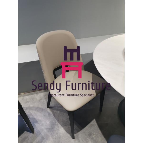 Hollowed Back Upholstered Wood Restaurant Chair Tufted Leather