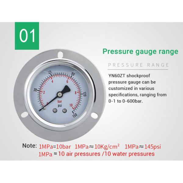 Y60ZT Glycerol Filled Gas Pressure Gauge for Accurate Steam Boiler Pressure Monitoring