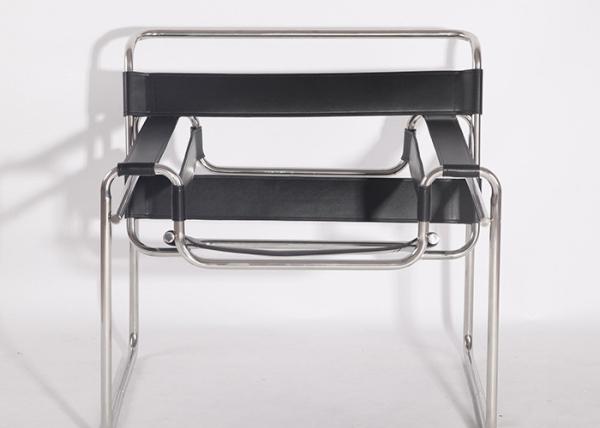 Saddle Stainless Steel Lounge Chair Living Room Metal And Leather Armchair