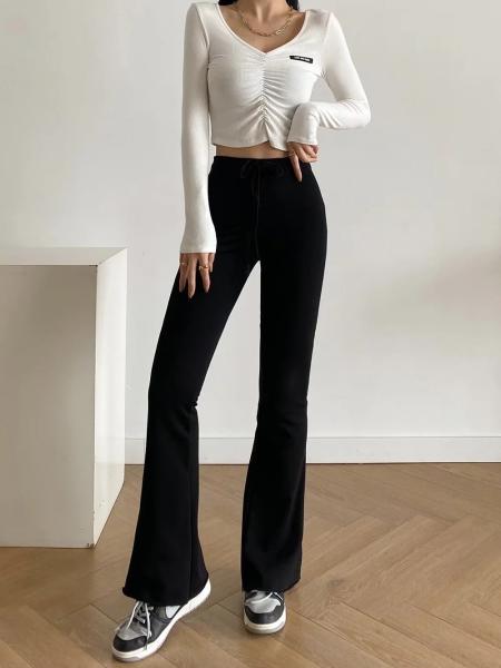                  Spring High-Waisted Retro Lazy Stretch Micro-Cropped Pants for Women Slim Casual Pants             