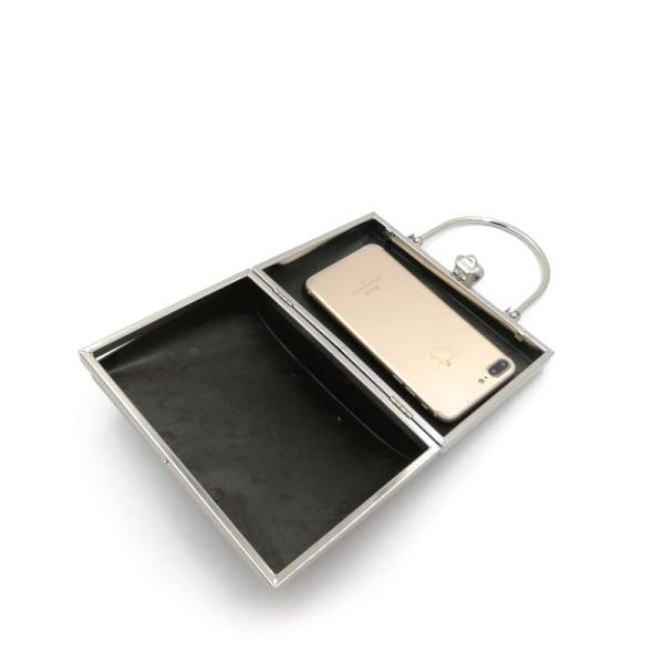 OEM fashion 18.5*13 cm silver color plastic and iron beautiful evening bag box clutch purse metal frame