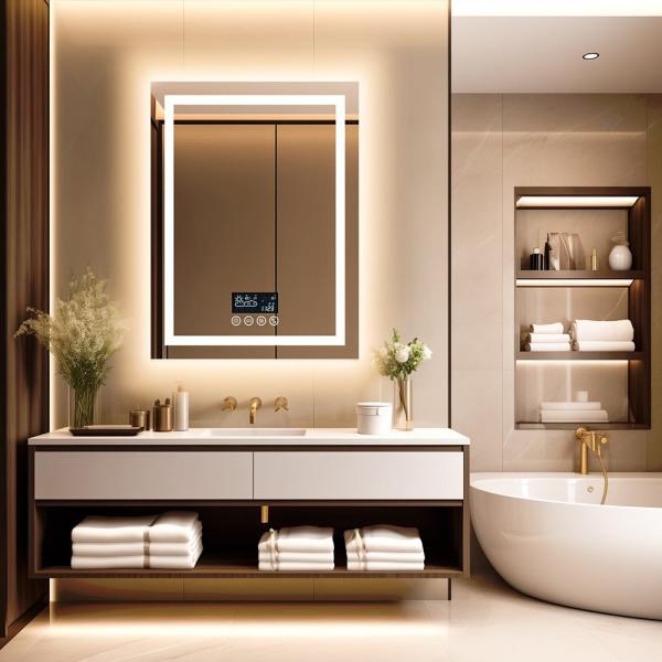 Luxury Hotel Vanity Mirror Waterproof Shatterproof Lighted Bathroom Vanity Mirror