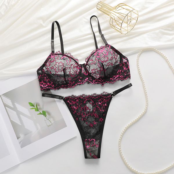 Female New Arrival Underwear Set Lace Underwear Thin Style Big Chest Small Panties Bra Set Supply