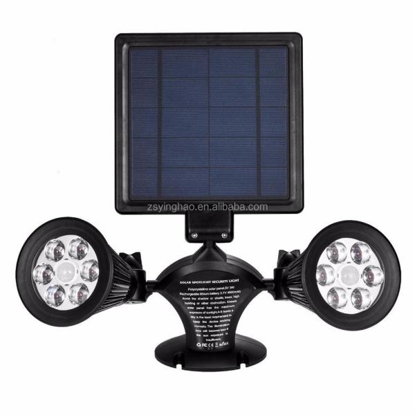 Solar Energy Powered Dual Head Upgraded Double Spotlights 12 LED Outdoor Garden Light