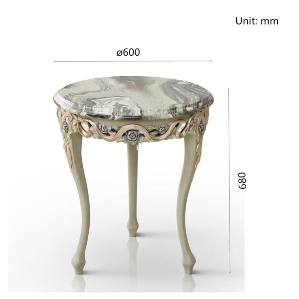 Home Furniture Antique Marble Top Teapoy Corner End Tables