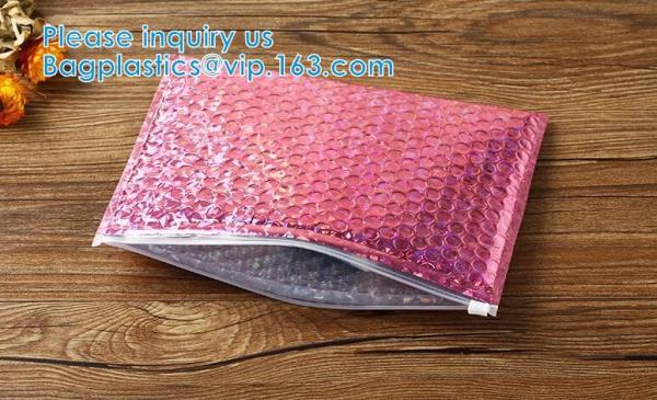 Holographic Metallic Bubble Mailer Gift Packaging Glamour Colorful Silver Shades Foil Cushion Padded Shipping Envelopes
