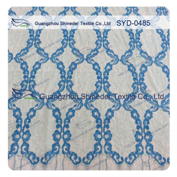 Women Dress Corded Lace Fabric , Double Tone Nylon Cotton Lace Fabric Scalloped